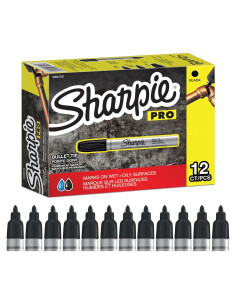 Marcadores Permanentes Sharpie Negros Punta de Bala - Paquete de 12