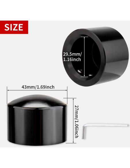 Cubiertas de Tuerca de Eje Frontal KICRY Negro Cromo 2002-2024