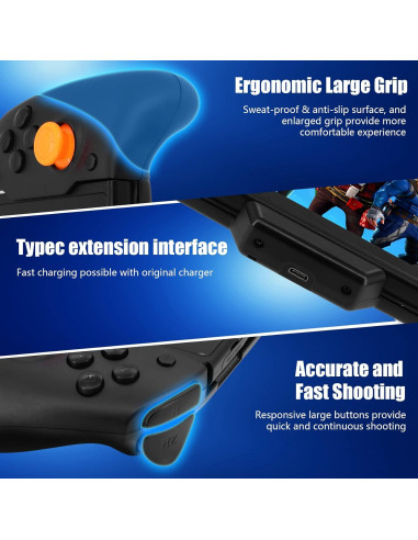 Controlador Ergonómico ECHZOVE para Nintendo Switch - Negro