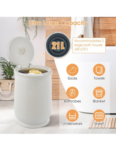 Calentador de Toallas Tangkula 21L Gris con Apagado Automático