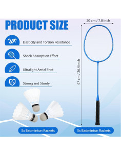 Set de Raquetas de Bádminton Woanger 10 Piezas con 15 Volantes 2