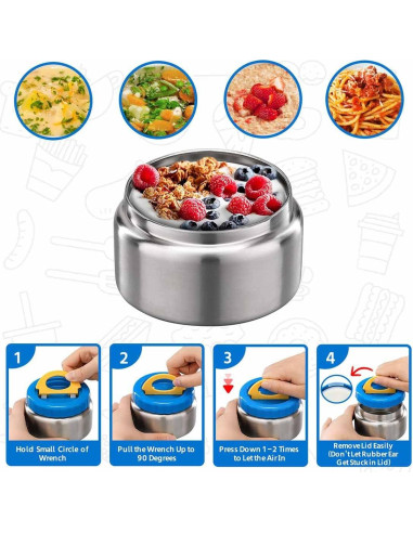 Tarro de Comida Térmico MAISON HUIS 240ml Acero Inoxidable Azul