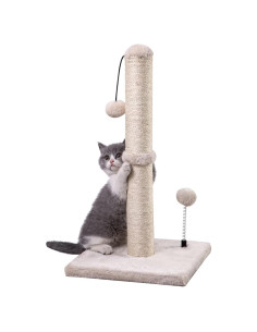 Poste Rascador para Gatos MECOOL 56cm Beige con Bola Colgante