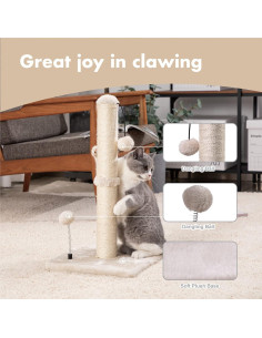 Poste Rascador para Gatos MECOOL 56cm Beige con Bola Colgante 2