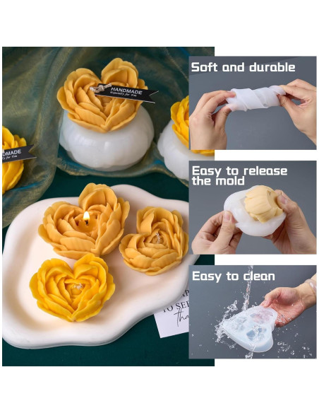 Kit de Velas DIY KDW - Moldes de Silicona Corazón 22 Piezas