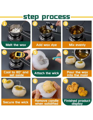 Kit de Velas DIY KDW - Moldes de Silicona Corazón 22 Piezas