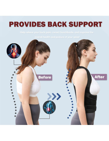 Corrector de Postura Ajustable para Espalda y Hombros - Negro Pequeño