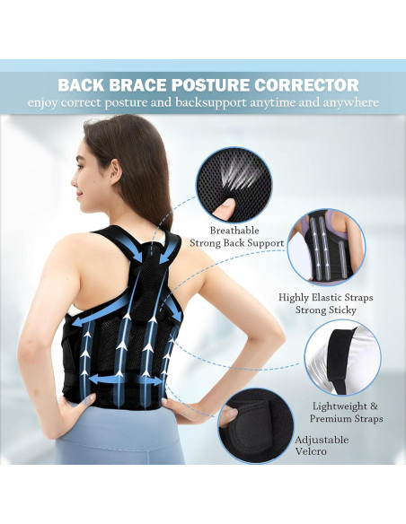 Corrector de Postura Ajustable para Espalda y Hombros - Negro Pequeño