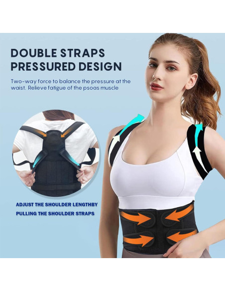 Corrector de Postura Ajustable para Espalda y Hombros - Negro Pequeño