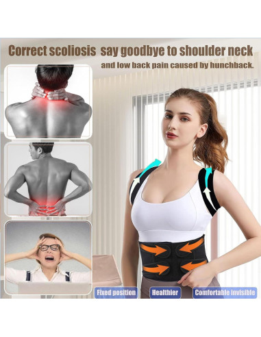 Corrector de Postura Ajustable para Espalda y Hombros - Negro Pequeño