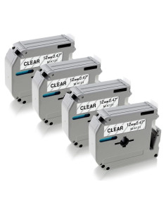 Cinta de Etiqueta Greateam M-K131 12mm Negra sobre Clara - Paquete de 4