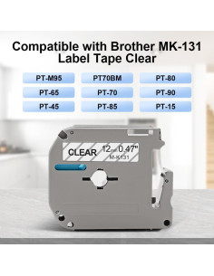 Cinta de Etiqueta Greateam M-K131 12mm Negra sobre Clara - Paquete de 4 2