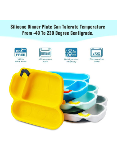 Plato de Silicona para Bebés Linowos - Antideslizante Azul