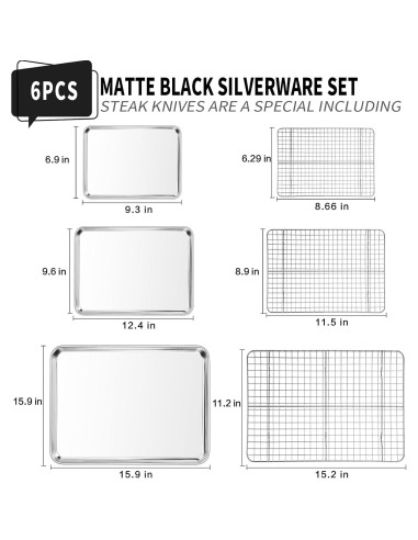 Juego de Bandejas para Hornear CEKEE 6 Piezas Acero Inoxidable