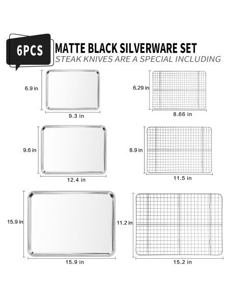 Juego de Bandejas para Hornear CEKEE 6 Piezas Acero Inoxidable