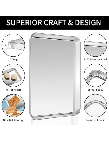 Juego de Bandejas para Hornear CEKEE 6 Piezas Acero Inoxidable