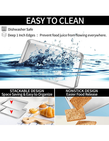 Juego de Bandejas para Hornear CEKEE 6 Piezas Acero Inoxidable
