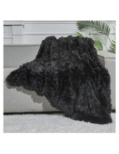 Manta de Piel Sintética GONAAP Negra 127x152 cm Suave y Acogedora