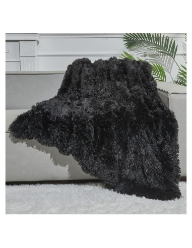 Manta de Piel Sintética GONAAP Negra 127x152 cm Suave y Acogedora