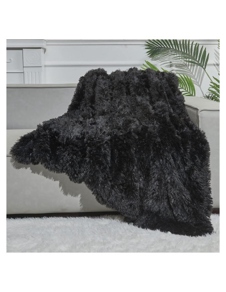 Manta de Piel Sintética GONAAP Negra 127x152 cm Suave y Acogedora