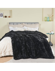 Manta de Piel Sintética GONAAP Negra 127x152 cm Suave y Acogedora 2