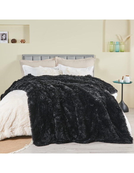 Manta de Piel Sintética GONAAP Negra 127x152 cm Suave y Acogedora