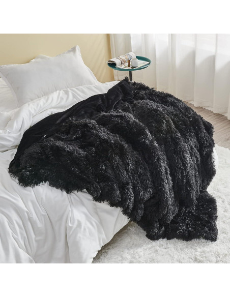 Manta de Piel Sintética GONAAP Negra 127x152 cm Suave y Acogedora