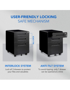 Gabinete de Archivos Metálico FLEXISPOT 3 Cajones Negro 2