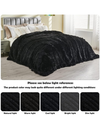 Manta de Piel Sintética GONAAP Negra 127x152 cm Suave y Acogedora