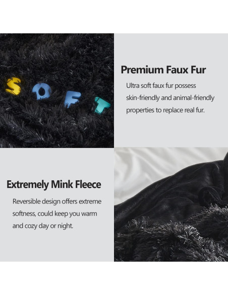 Manta de Piel Sintética GONAAP Negra 127x152 cm Suave y Acogedora