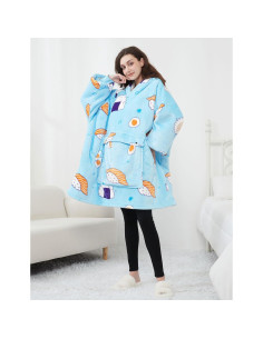 Sudadera Manta Usable KFUBUO Sherpa Azul Sushi para Adultos 2
