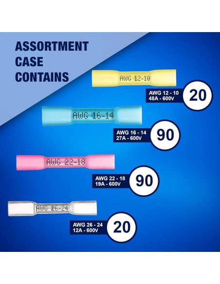 Kit de Conectores Termocontraíbles New Age 220 Piezas AWG 26-10