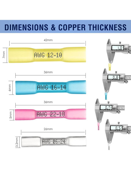 Kit de Conectores Termocontraíbles New Age 220 Piezas AWG 26-10