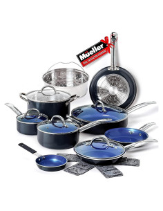 Juego de Ollas y Sartenes Mueller 14 Piezas Antiadherente Zafiro