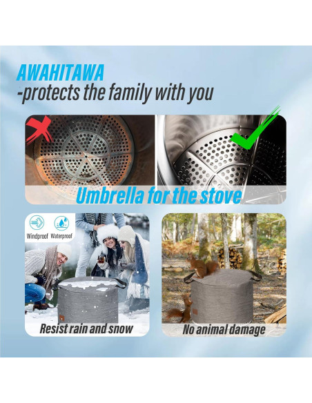 Cubierta para Fogata AWAHITAWA 22" Redonda Impermeable Negra
