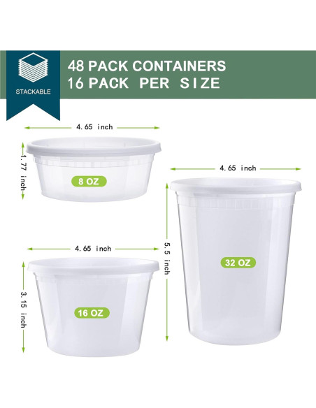 Contenedores Deli VIVIGU 48 Juegos 0.24-0.95 L A Prueba de Fugas