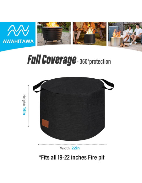 Cubierta para Fogata AWAHITAWA 22" Redonda Impermeable Negra