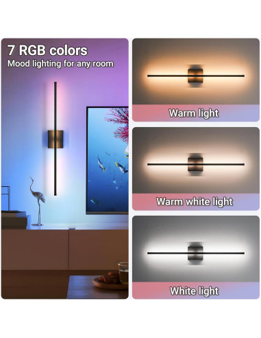 Juego de 2 Lámparas de Pared Inalámbricas Civaza 80cm RGB