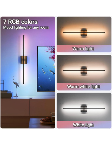 Juego de 2 Lámparas de Pared Inalámbricas Civaza 80cm RGB
