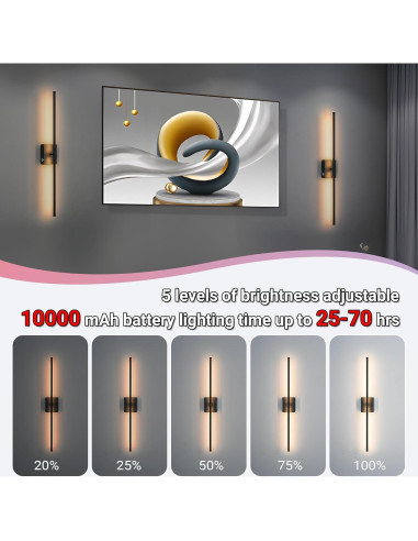 Juego de 2 Lámparas de Pared Inalámbricas Civaza 80cm RGB