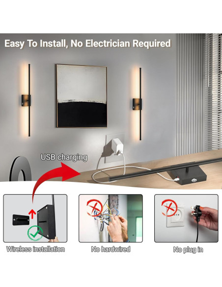 Juego de 2 Lámparas de Pared Inalámbricas Civaza 80cm RGB