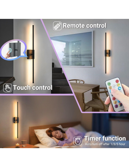 Juego de 2 Lámparas de Pared Inalámbricas Civaza 80cm RGB