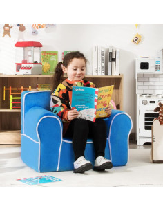 Sofá para Niños Costzon Azul Terciopelo 68.6x45.7x49.5 cm 2