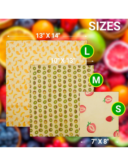 Envolturas Reutilizables de Cera de Soja EZGOODZ - Pack de 3