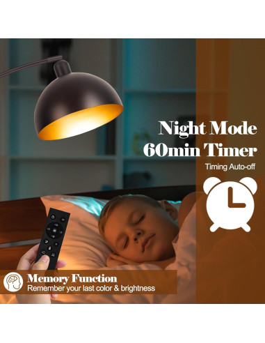 Lámpara de Pie Arco Regulable VenzBlomia 70" Bronce LED 9W