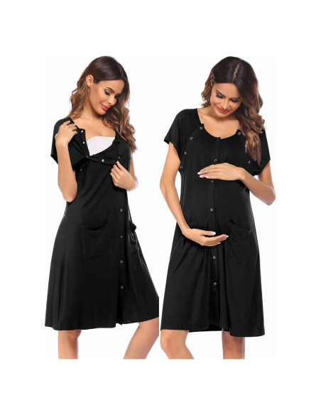 Bata de Maternidad Ekouaer 3 en 1 para Trabajo y Lactancia S-XXL