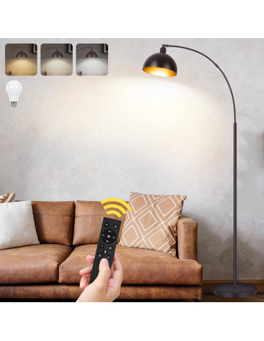 Lámpara de Pie Arco Regulable VenzBlomia 70" Bronce LED 9W