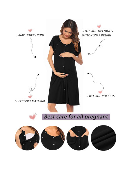 Bata de Maternidad Ekouaer 3 en 1 para Trabajo y Lactancia S-XXL