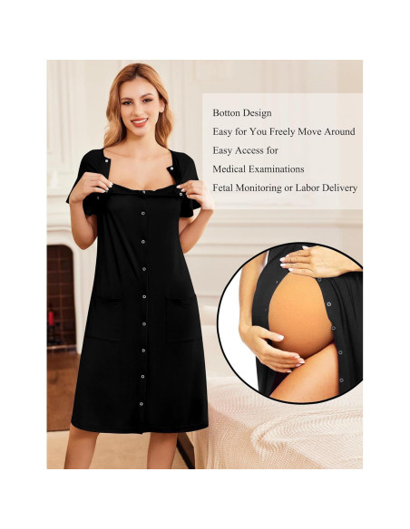 Bata de Maternidad Ekouaer 3 en 1 para Trabajo y Lactancia S-XXL