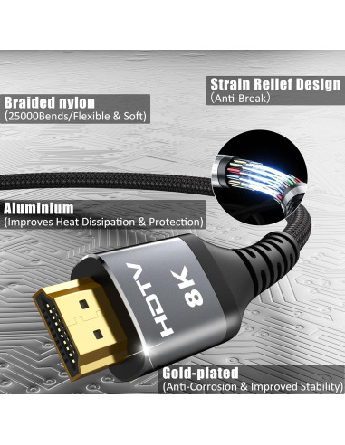 Cable HDMI 2.1 MOSIMLI 0.91m Alta Velocidad 48Gbps 8K